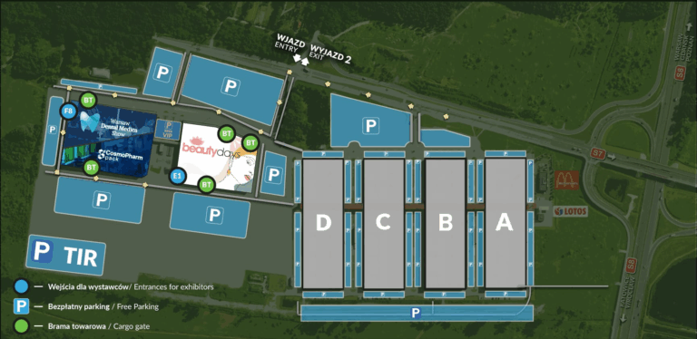 Ptak Fair Center Map, with Warsaw Dental Medica Show 2025 Map area