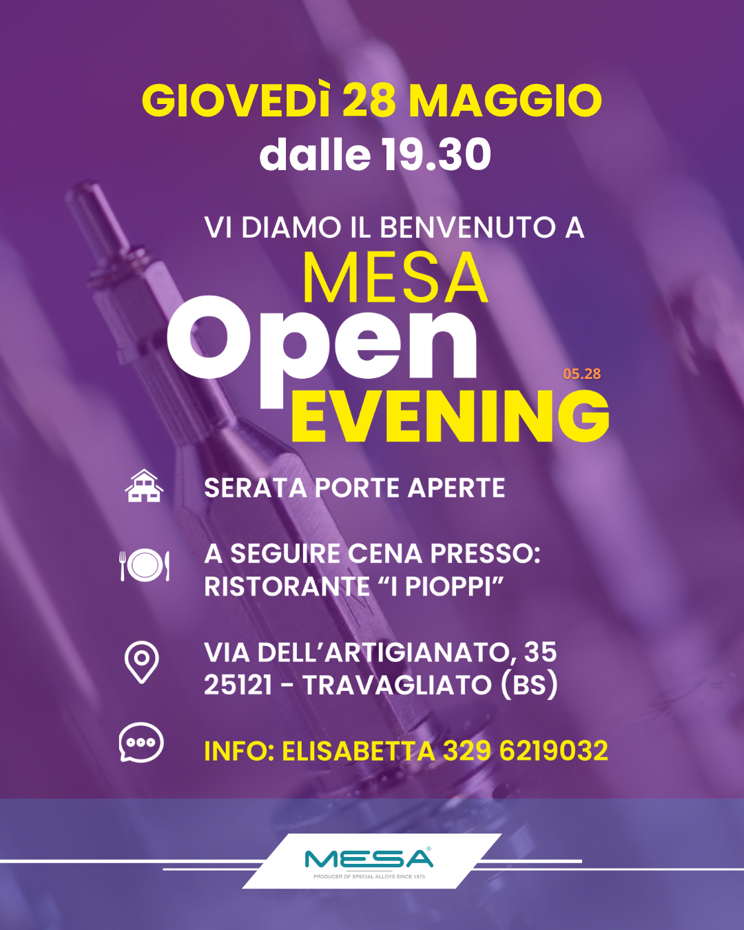 Mesa Open Evening 28 Maggio 2026 - invito Instagram